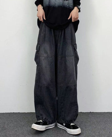 Riolio Autumn Harajuku Fashion retro High Street hiphop Pants Straight Wide Leg Pants Women Casual Loose Big Pockets Cargo Jeans